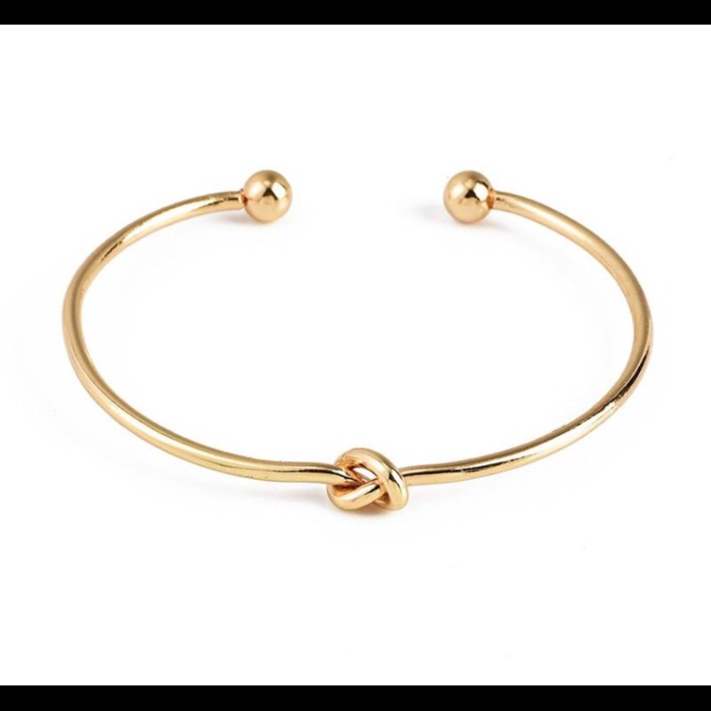 LAST ONE Gold Bracelet Diamond Knot Circle Leaf - Picture 5 of 5